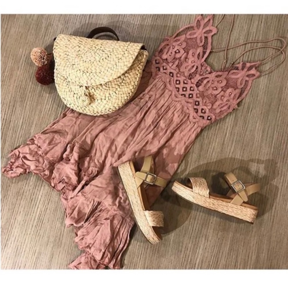 Free People Adella Slip Dress Mini Lace Ruffle Spaghetti Straps Sleeveless Flowy - Picture 10 of 11